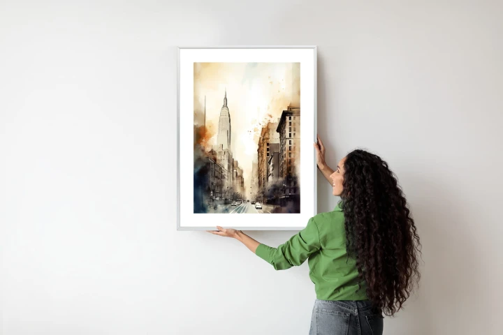 Plakat Ulice Nowego Jorku Akwarela W Odcieniach Beżu