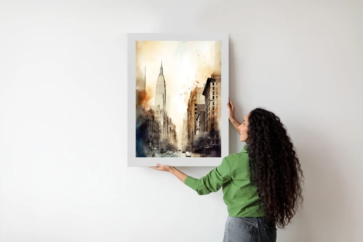 Plakat Ulice Nowego Jorku Akwarela W Odcieniach Beżu