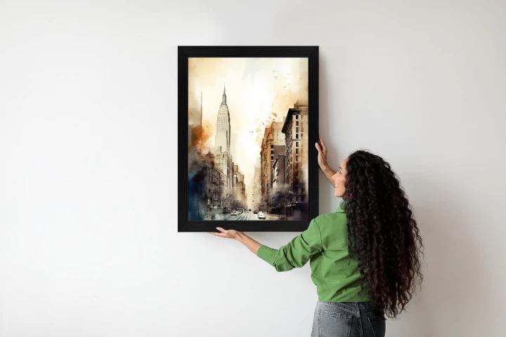 Plakat Ulice Nowego Jorku Akwarela W Odcieniach Beżu