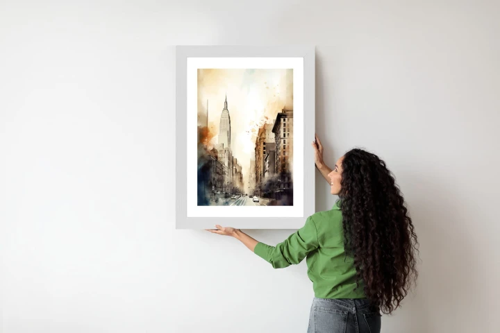 Plakat Ulice Nowego Jorku Akwarela W Odcieniach Beżu