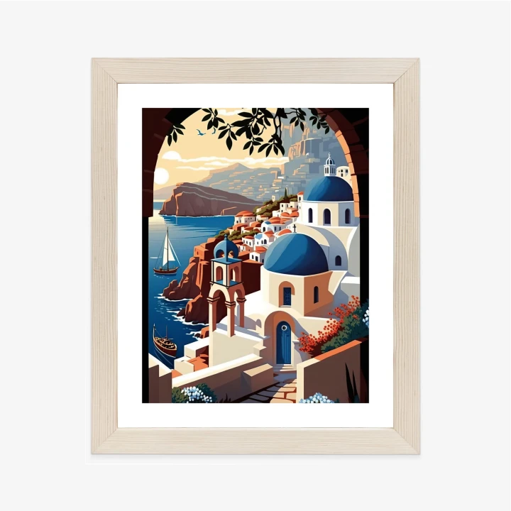 Plakat Ilustracja Greckiej Architektury Santorini