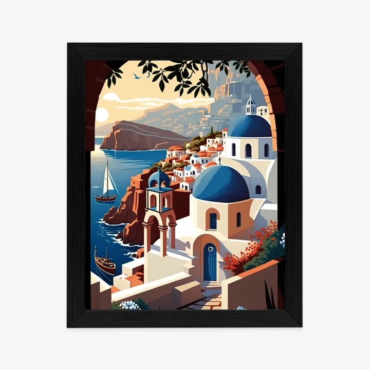 Plakat Ilustracja Greckiej Architektury Santorini