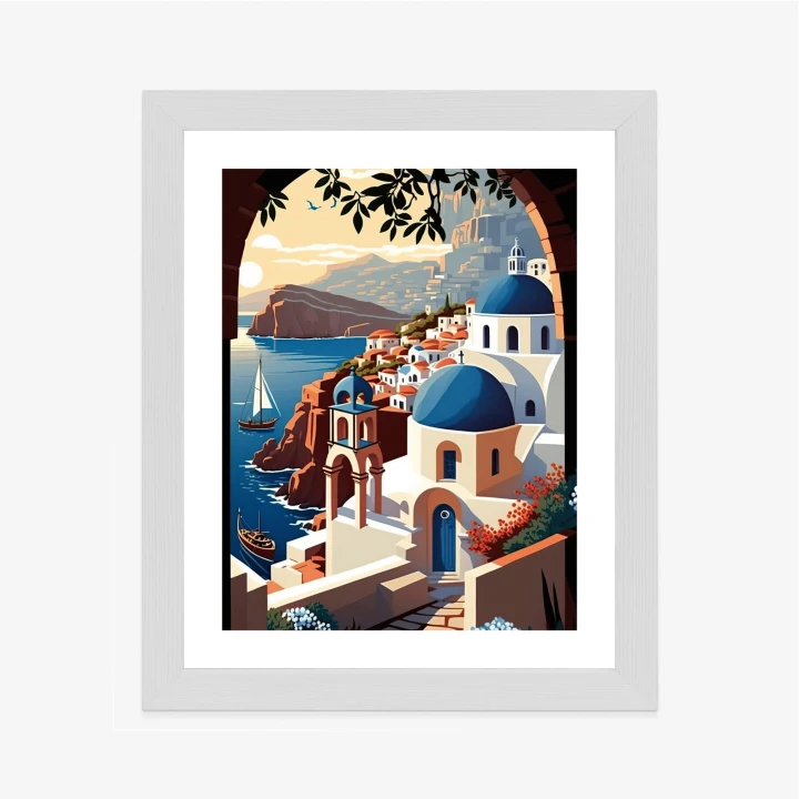 Plakat Ilustracja Greckiej Architektury Santorini