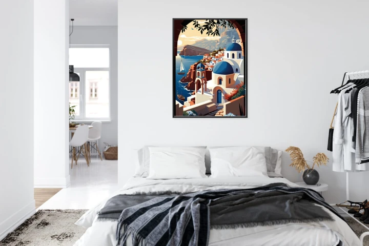 Plakat Ilustracja Greckiej Architektury Santorini