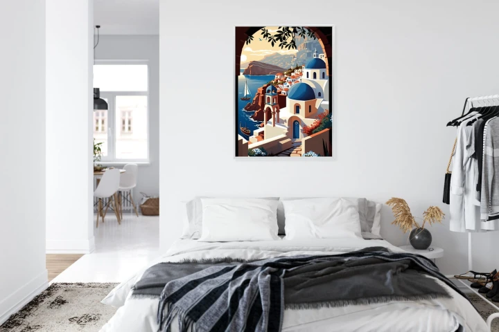 Plakat Ilustracja Greckiej Architektury Santorini