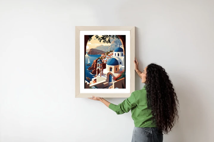 Plakat Ilustracja Greckiej Architektury Santorini