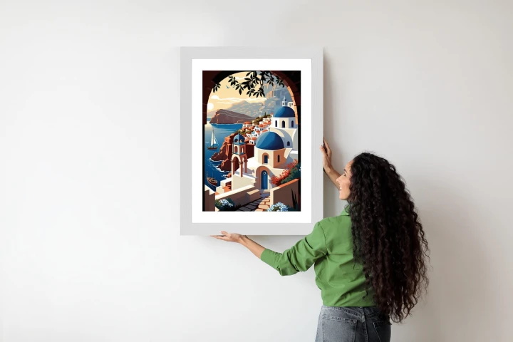 Plakat Ilustracja Greckiej Architektury Santorini