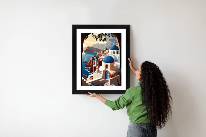 Plakat Ilustracja Greckiej Architektury Santorini