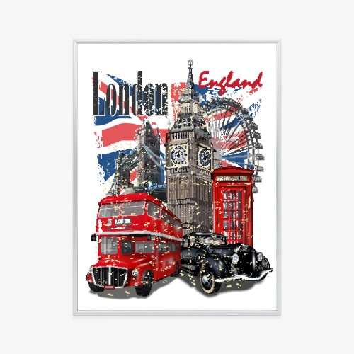 Plakat Londyn I Słynne Atrakcje Turystyczne