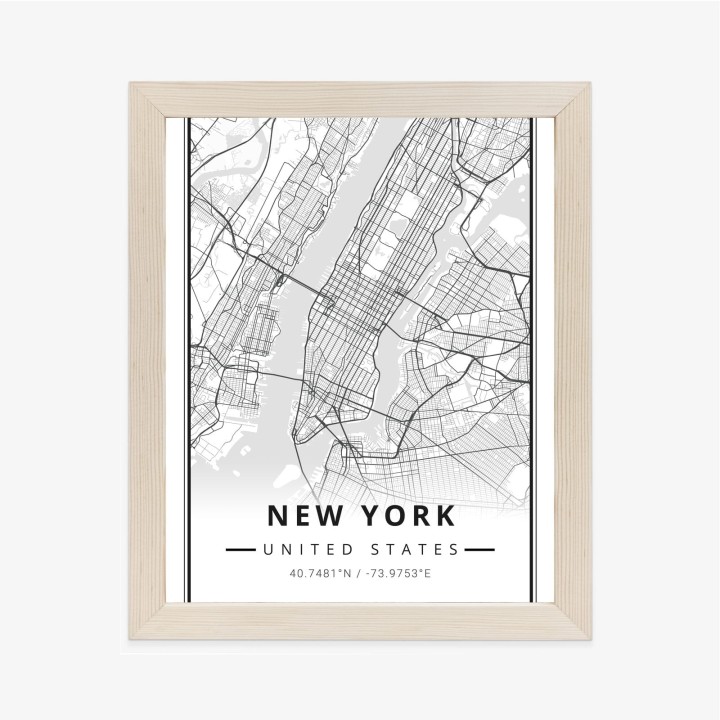 Plakat Ulice Nowego Jorku Na Czarno Białej Mapie