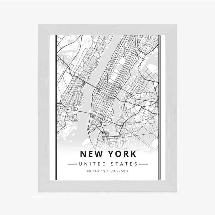 Plakat Ulice Nowego Jorku Na Czarno Białej Mapie