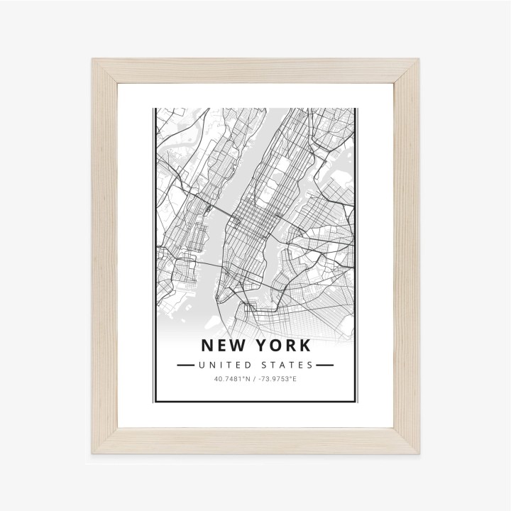 Plakat Ulice Nowego Jorku Na Czarno Białej Mapie