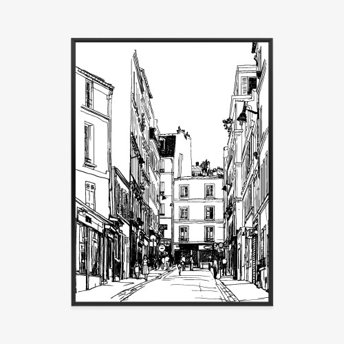 Plakat Uliczka Przy Montmartre W Paryżu - Szkic