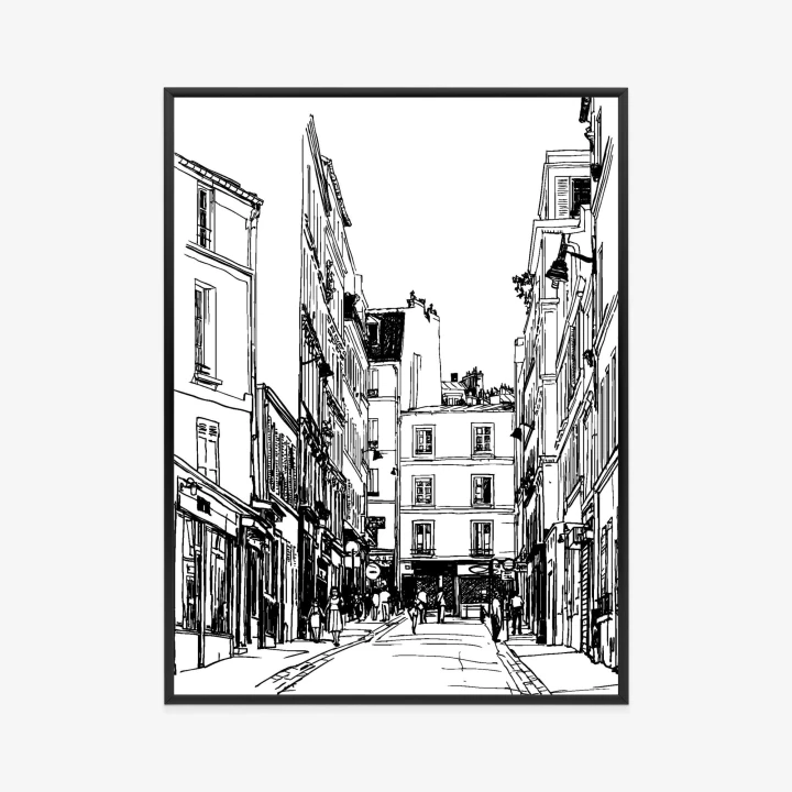 Plakat Uliczka Przy Montmartre W Paryżu - Szkic