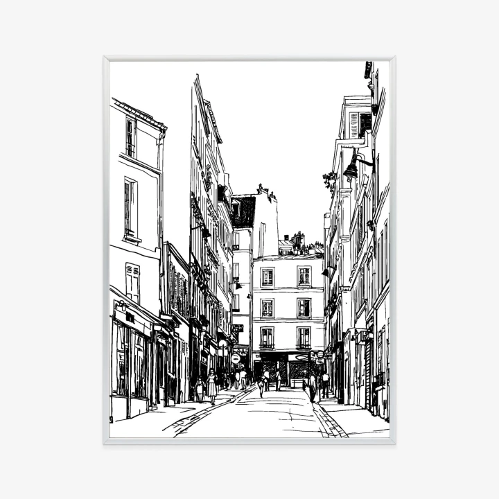 Plakat Uliczka Przy Montmartre W Paryżu - Szkic