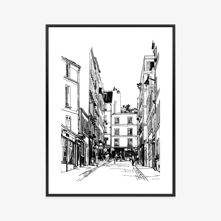 Plakat Uliczka Przy Montmartre W Paryżu - Szkic