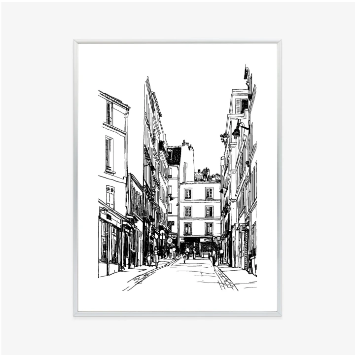 Plakat Uliczka Przy Montmartre W Paryżu - Szkic