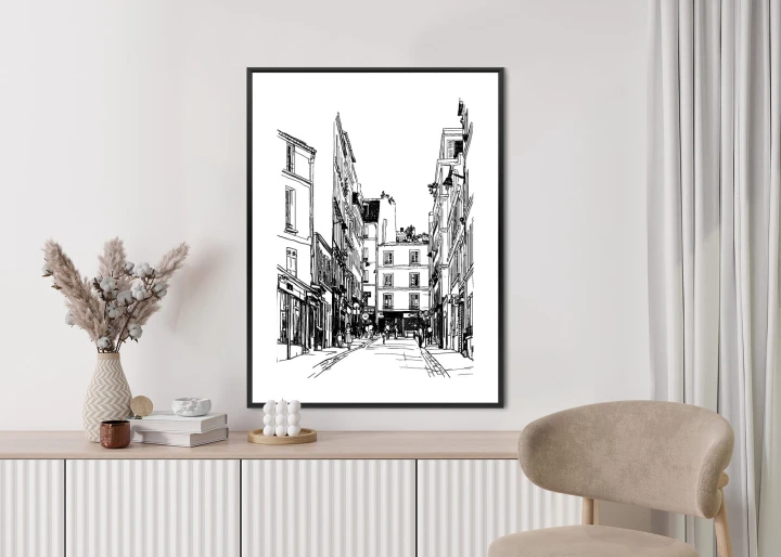 Plakat Uliczka Przy Montmartre W Paryżu - Szkic