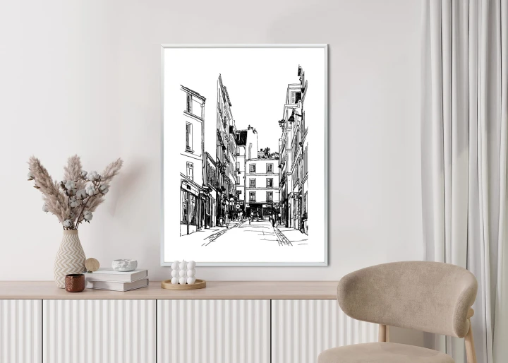 Plakat Uliczka Przy Montmartre W Paryżu - Szkic