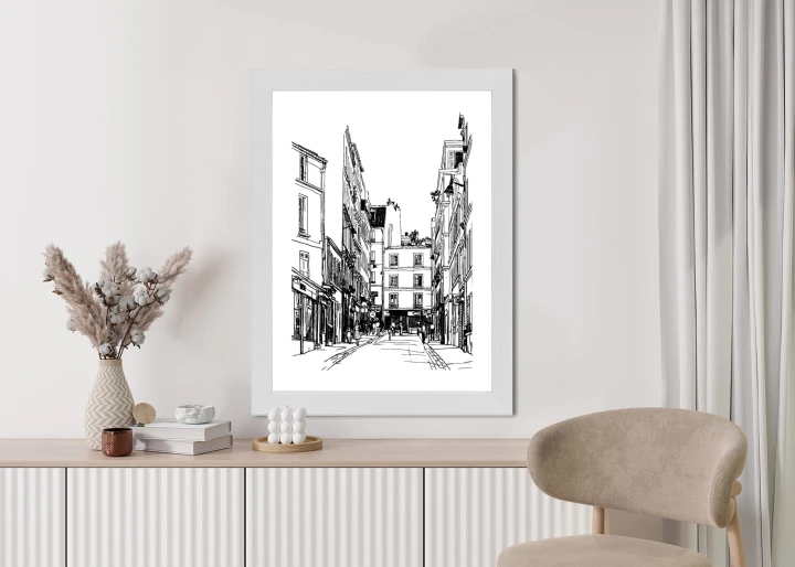 Plakat Uliczka Przy Montmartre W Paryżu - Szkic