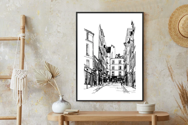 Plakat Uliczka Przy Montmartre W Paryżu - Szkic