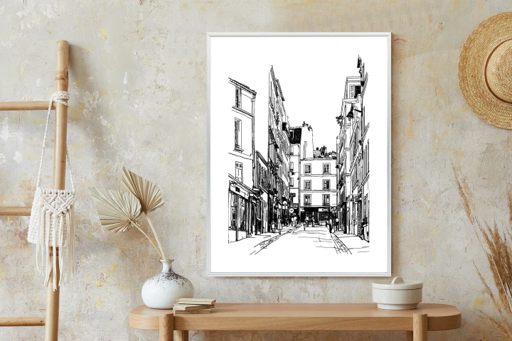 Plakat Uliczka Przy Montmartre W Paryżu - Szkic