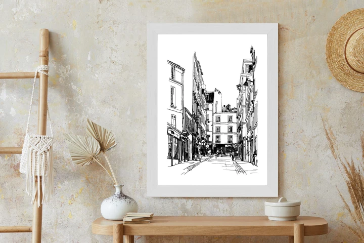 Plakat Uliczka Przy Montmartre W Paryżu - Szkic