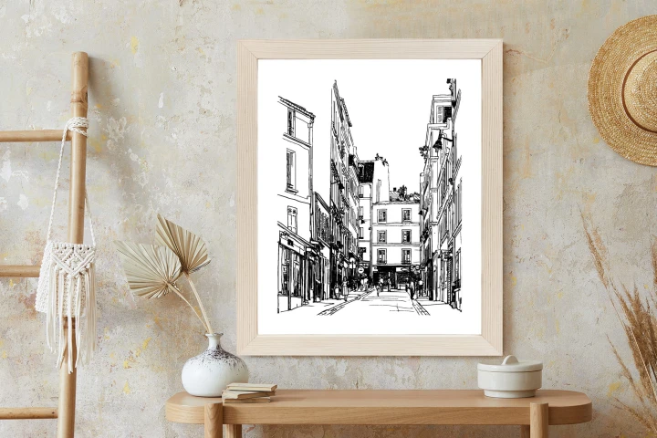 Plakat Uliczka Przy Montmartre W Paryżu - Szkic