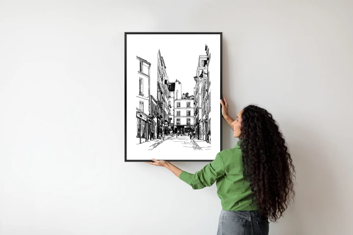 Plakat Uliczka Przy Montmartre W Paryżu - Szkic