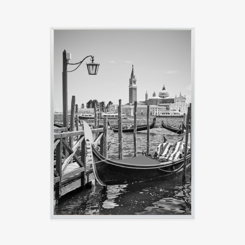 Plakat Gondola W Czarno Białej Wenecji