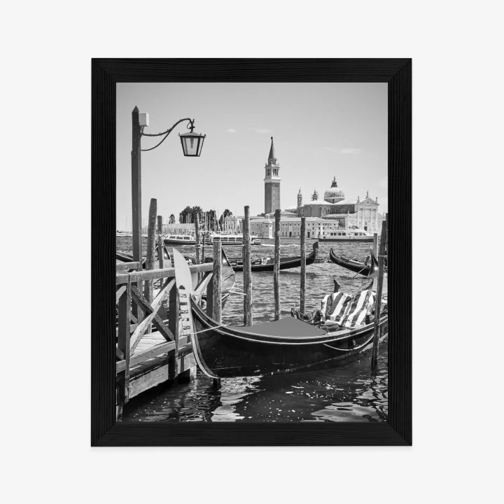 Plakat Gondola W Czarno Białej Wenecji