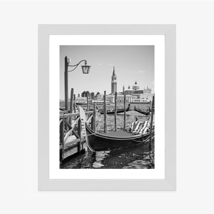 Plakat Gondola W Czarno Białej Wenecji