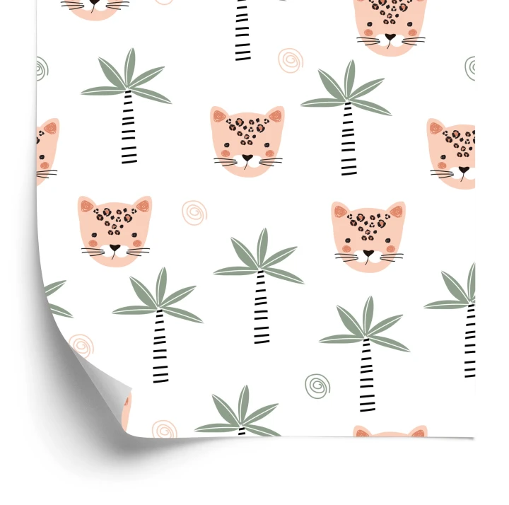 Tapeta Dla Dziewczynek Dzikie Zwierzęta Koty Palmy