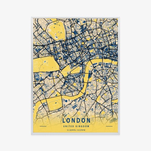 Plakat Londyn Żółta Mapa Miasta