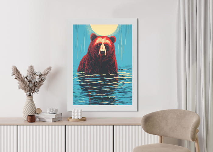 Plakat Niedźwiedź Brunatny W Wodzie