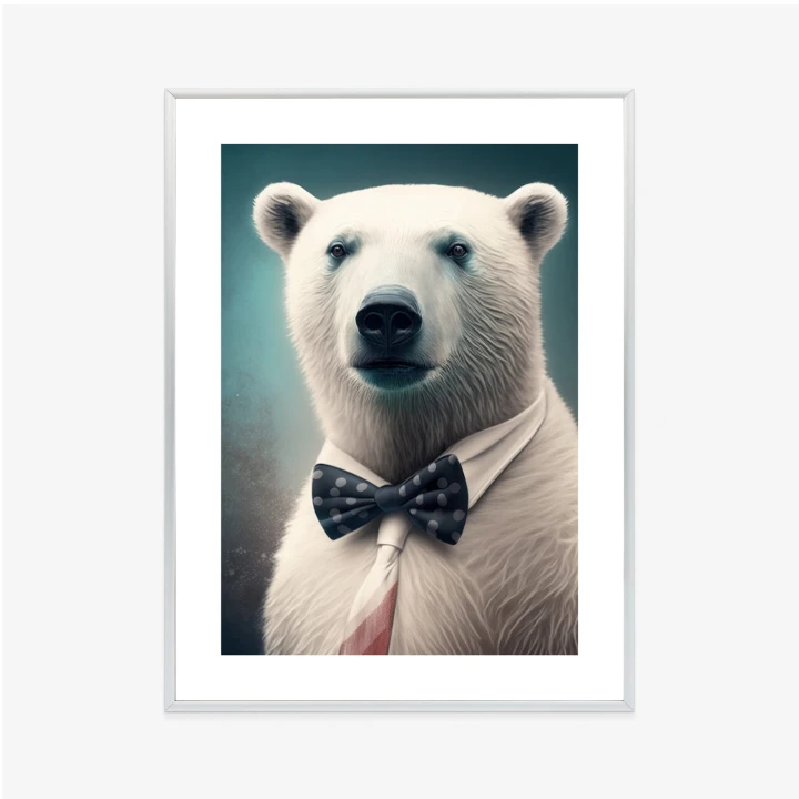 Plakat Stylowy Niedźwiedź W Muszce