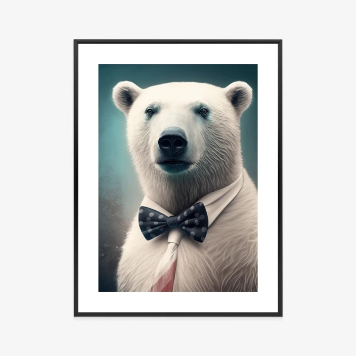 Plakat Stylowy Niedźwiedź W Muszce