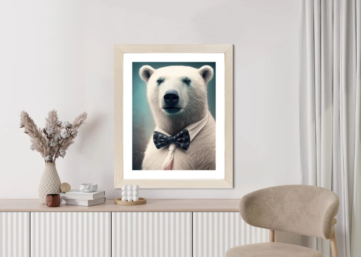 Plakat Stylowy Niedźwiedź W Muszce