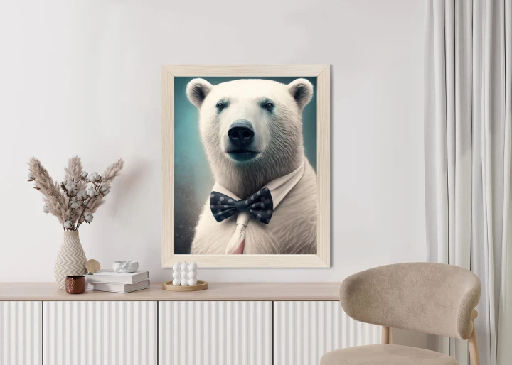 Plakat Stylowy Niedźwiedź W Muszce