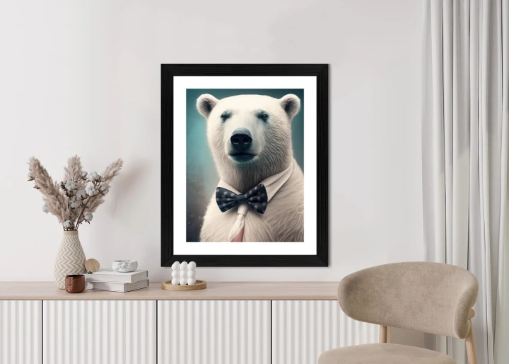 Plakat Stylowy Niedźwiedź W Muszce