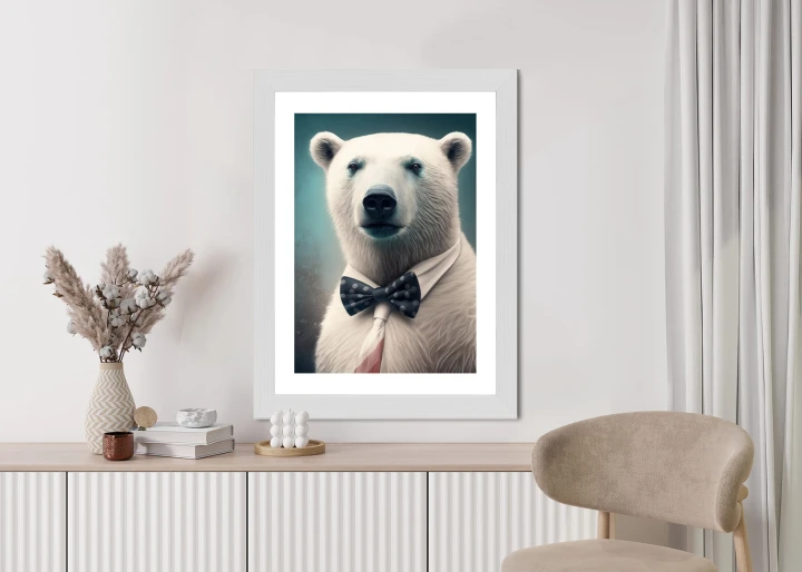 Plakat Stylowy Niedźwiedź W Muszce