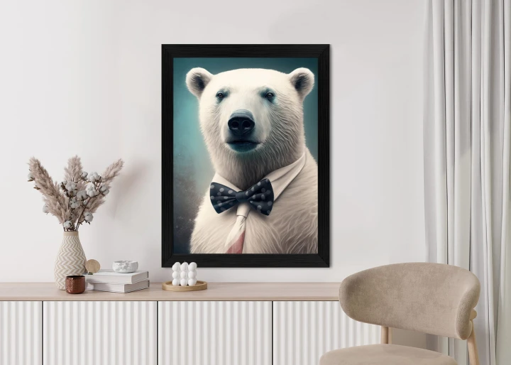 Plakat Stylowy Niedźwiedź W Muszce