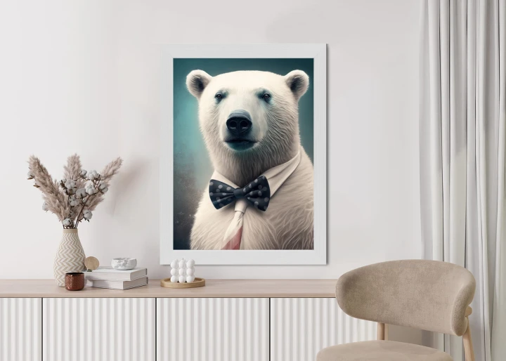 Plakat Stylowy Niedźwiedź W Muszce