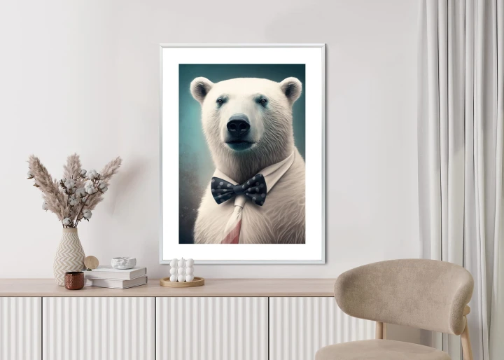 Plakat Stylowy Niedźwiedź W Muszce