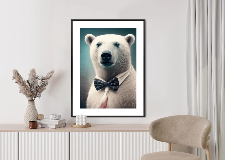 Plakat Stylowy Niedźwiedź W Muszce