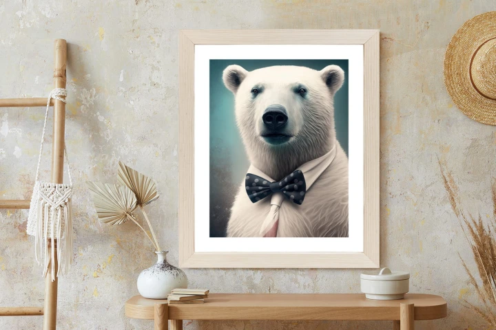 Plakat Stylowy Niedźwiedź W Muszce