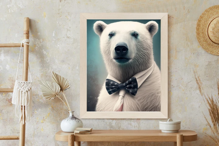 Plakat Stylowy Niedźwiedź W Muszce
