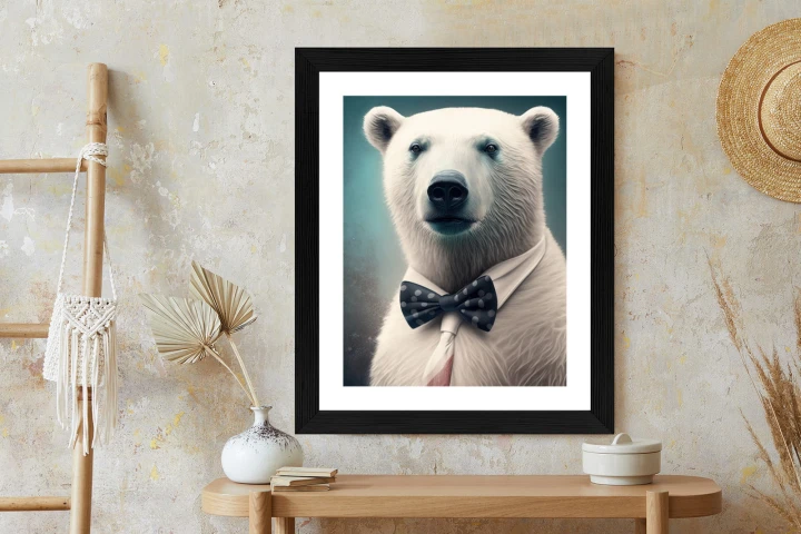 Plakat Stylowy Niedźwiedź W Muszce