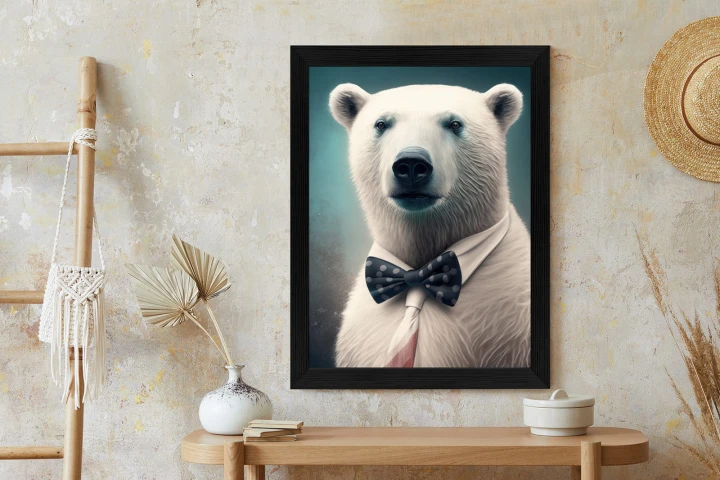 Plakat Stylowy Niedźwiedź W Muszce