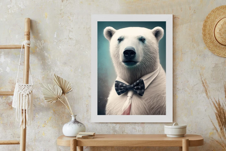 Plakat Stylowy Niedźwiedź W Muszce